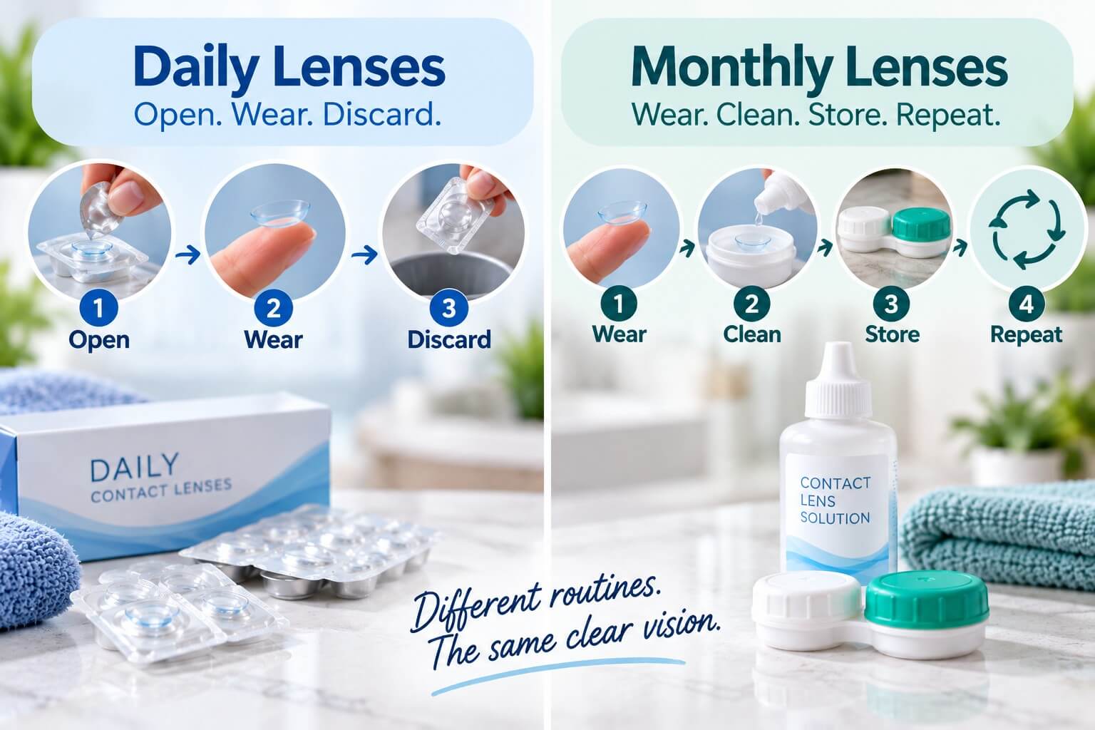 Daily lenses vs monthly lenses cleaning regimes